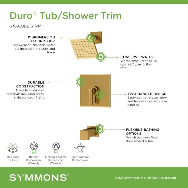 Symmons S369215TRM Duro HydroMersion Tub and Shower Trim Package with