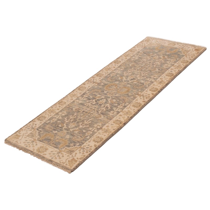 ECARPETGALLERY Hand-knotted Royal Oushak Grey Wool Rug - 2'9 x 7'11