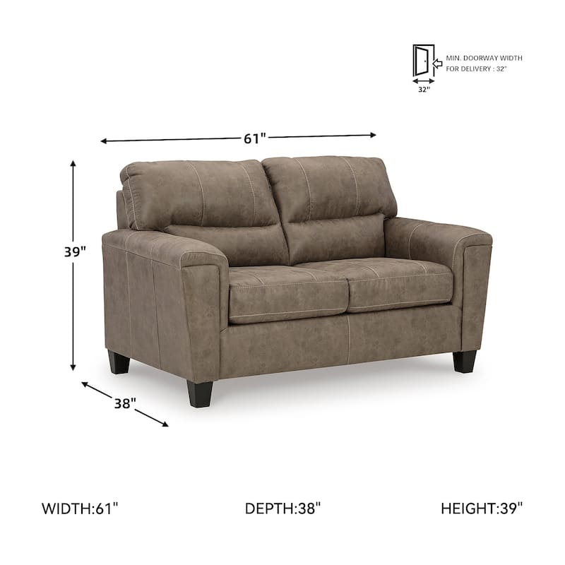 Signature Design by Ashley Navi Fossil Loveseat - 61" W x 38" D x 39" H