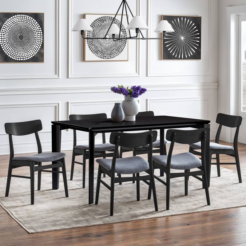 Wenge in Ash Veneer MDF Wood 6-Person Rectangle Dining Table with Rubberwood Legs - 59.06" Wide