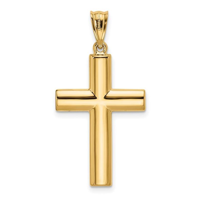 Curata 14k Yellow Gold 18" Large Polished Reversible Unisex Cross Necklace - 25.2x34.7mm