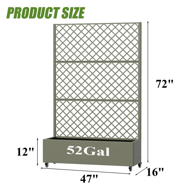 Raised Garden Bed Planter with Trellis Movable Planter Box with Lockable Wheels