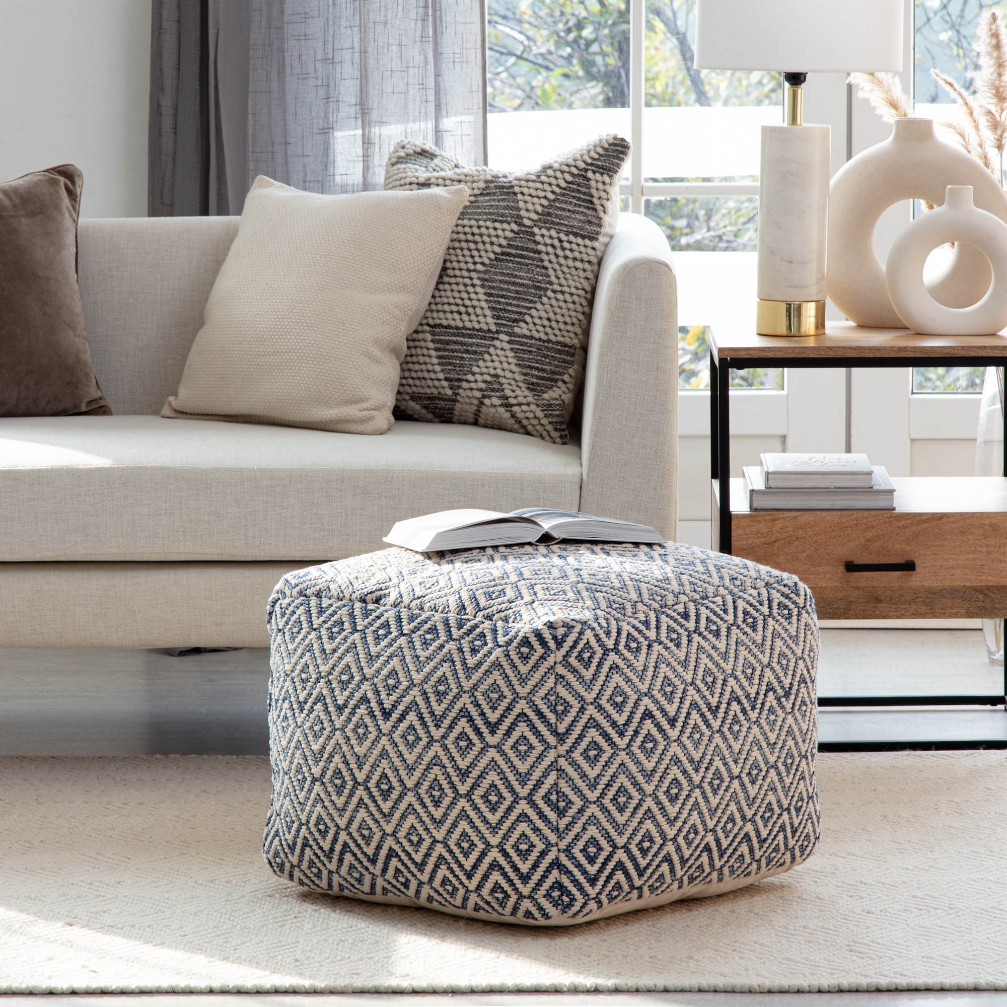 White Jani Pouf Bed Bath Beyond