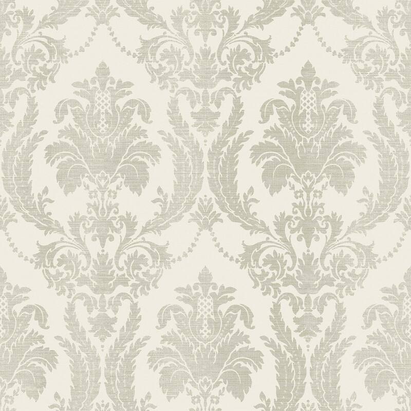 Galerie Wallcoverings Italian Style Classic Floral Damask Vinyl on Non-woven Luster Wallpaper Roll - 33 feet x 21 inches - Green