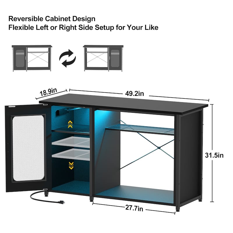Aquarium Stand with USB Port and LED Light, Fish Tank Stand with Cabinet