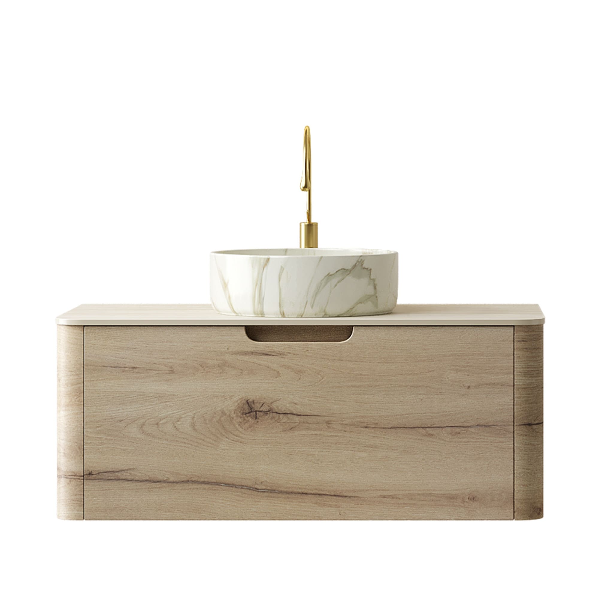 Modern Wall Mounted Bathroom Vanity With Sink And Sintered Stone Top