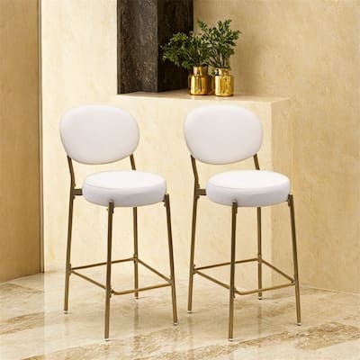 29'' Upholstered Bar Stools Velvet Counter Stool w/Backrest Set of 2