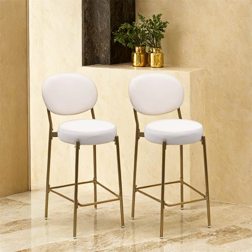 29'' Upholstered Bar Stools Velvet Counter Stool w/Backrest Set of 2