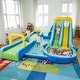 preview thumbnail 5 of 7, Oxford Cloth Shark Theme Dual Slide Inflatable Water Bounce Castle In Blue With Climbing Wall - N/A