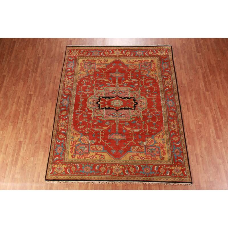 Geometric Heriz Serapi Oriental Area Rug Handmade Wool Carpet - 7'10" x 9'8"