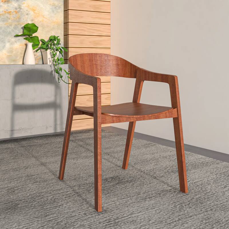 Rivo Modern Accent Dining Chairs with Arms in Oak Wood for Dining Room, Living Room and Kitchen