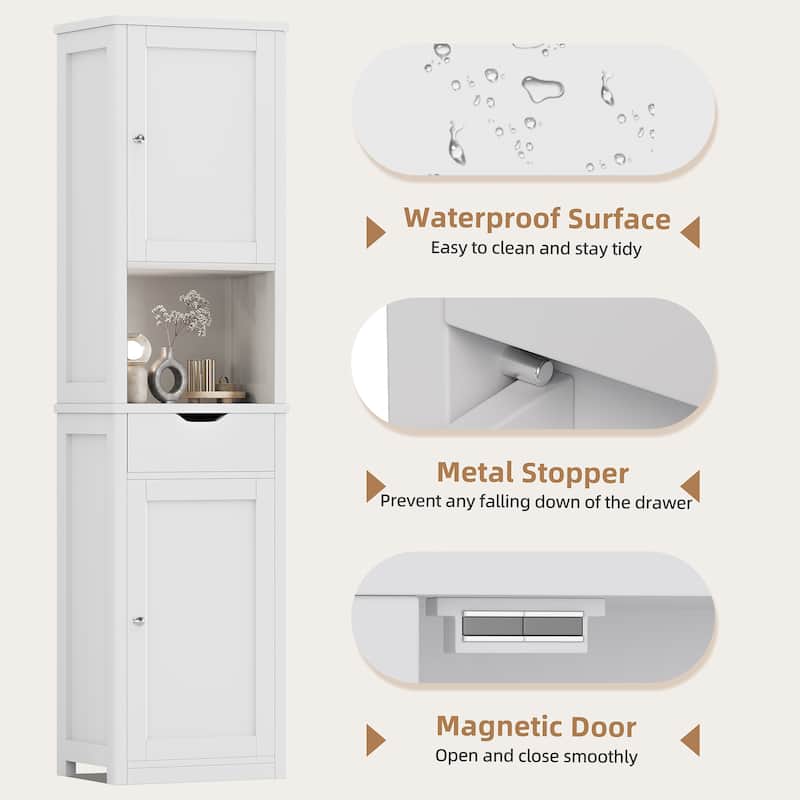 Bathroom Storage Cabinet – Multifunctional Waterproof Organizer with Adjustable Shelves - N/A