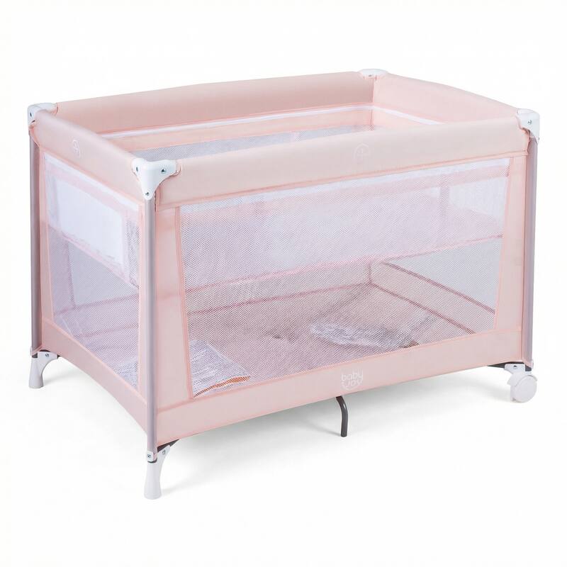 Gymax Portable Baby Playard w/Soft Mattress Breathable Mesh Sides