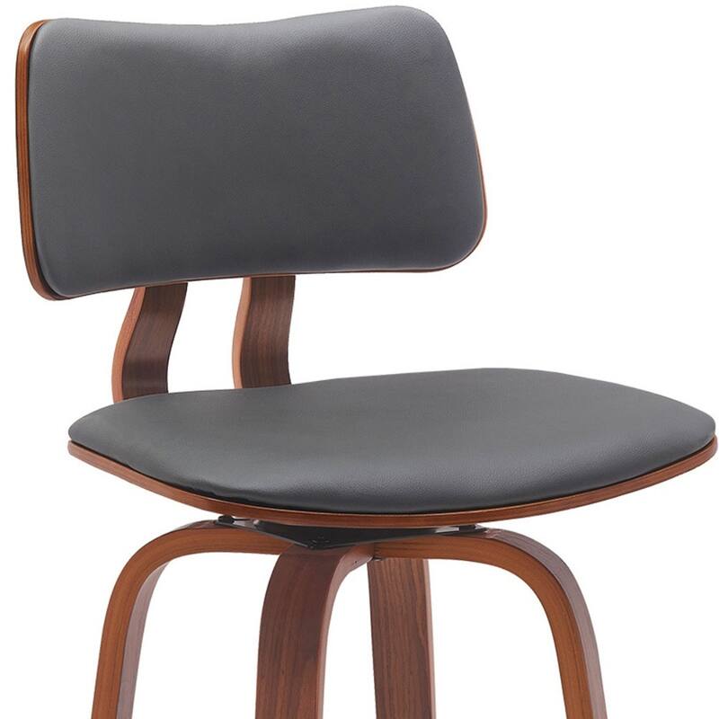 Faux Leather Armless Counter Height Bar Chair with Wood Frame, Swivel and Footrest