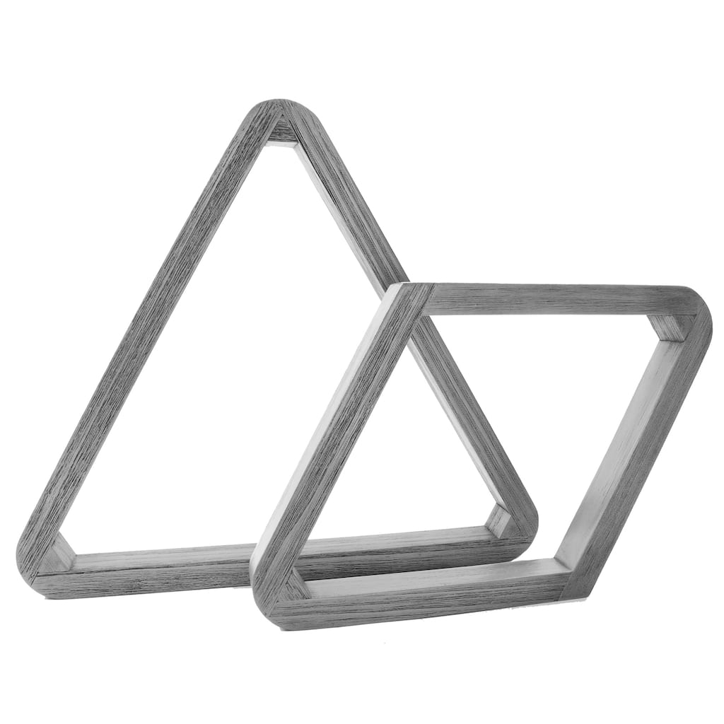 GSE™ Heavy-Duty Brushed Grey Solid Wood Billiard 8-Ball Triangle/9-Ball Diamond Pool Ball Racks for 2-1/4" Pool Balls