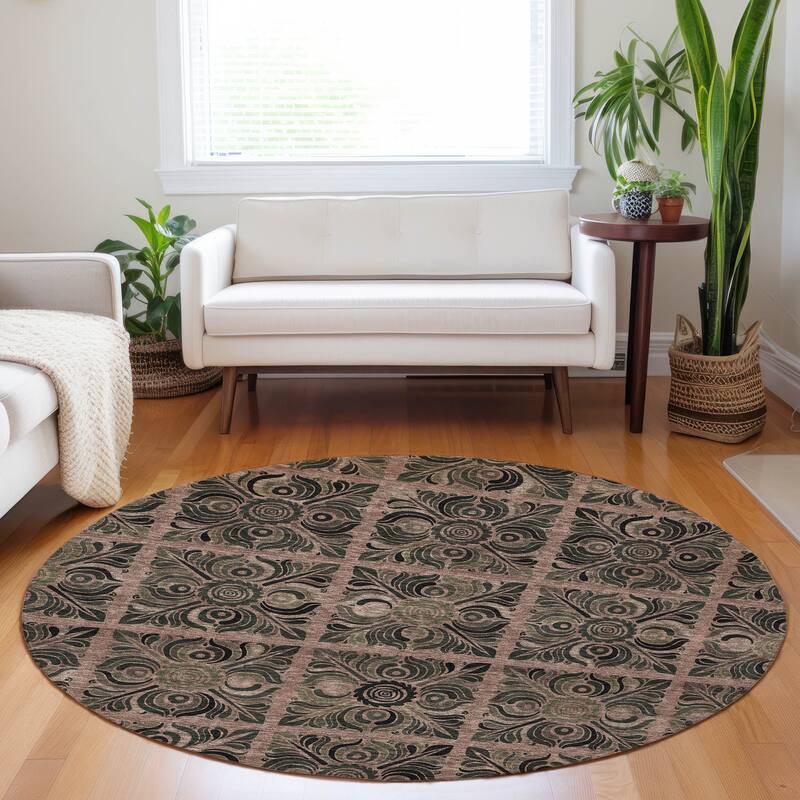 Machine Washable Indoor/ Outdoor Chantille Mosic Rug