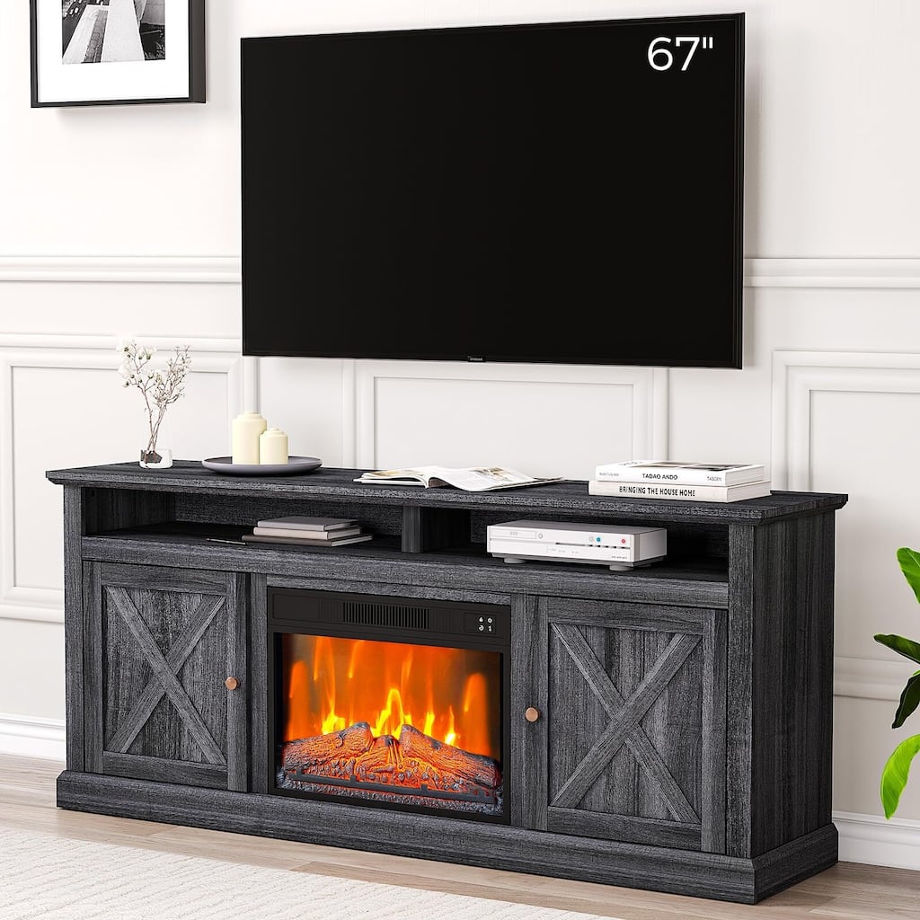 Farmhouse Electric Fireplace TV Stand for TVs up to 65 Inch - 65 inches