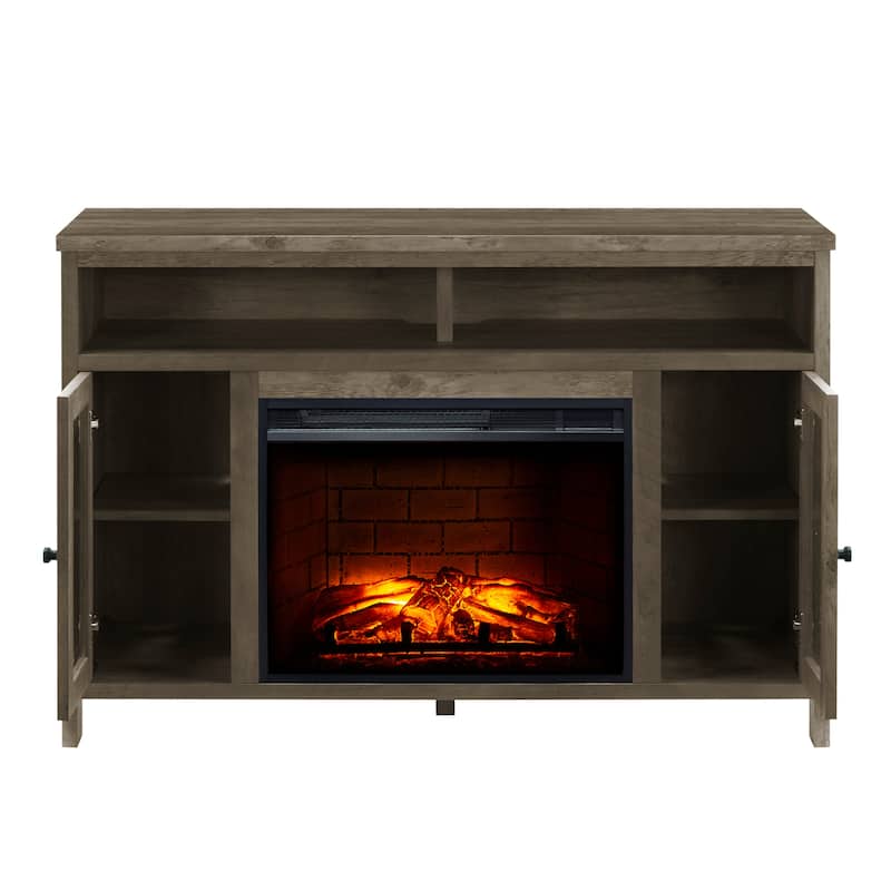 Pleasant Hearth Davis 48" TV Stand Electric Fireplace Washed Chestnut Finish