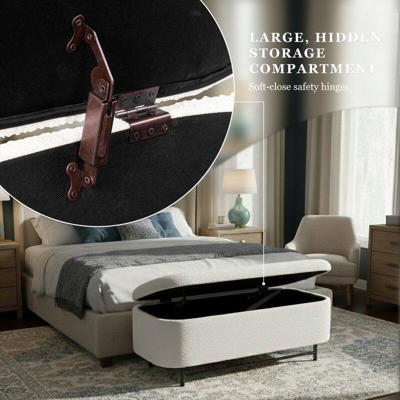 HomePop Ellipse Modern Storage Bench with Metal Legs