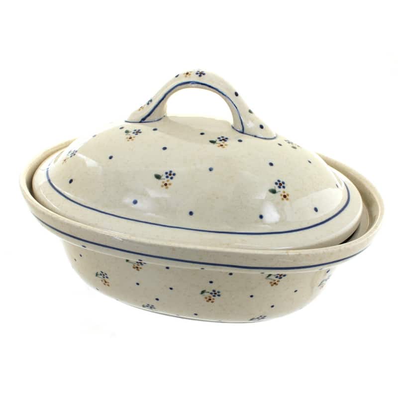 Blue Rose Polish Pottery 1158 Zaklady Roaster with Lid