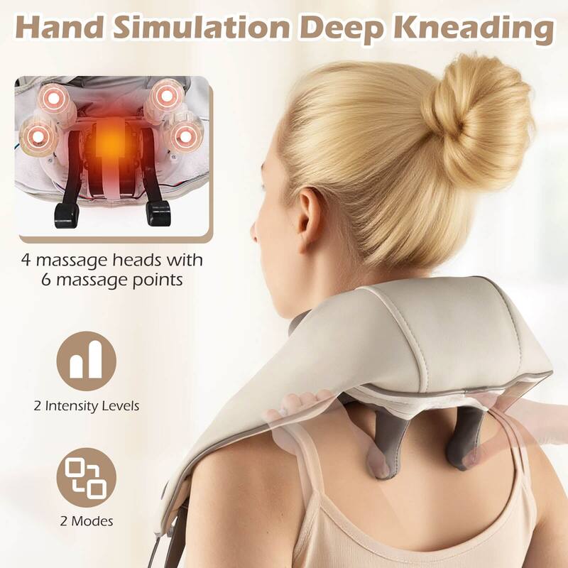 Costway Neck Shoulder Massager with 2 Heating Levels & Adjustable - See Details