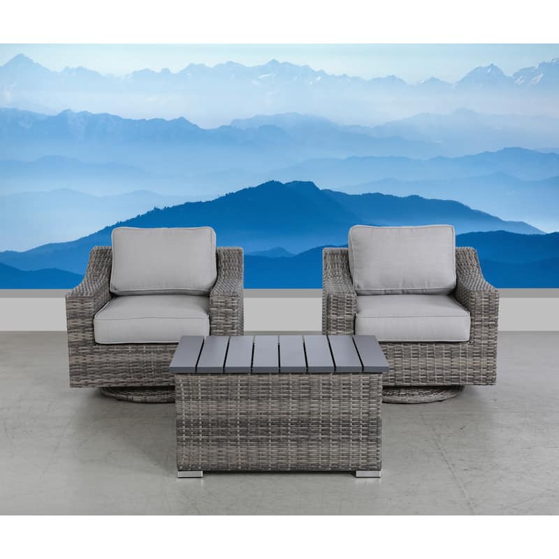 Swivel Rocker Grey 3 Piece Sectional Seating Group With Cushion - Mixed Grey