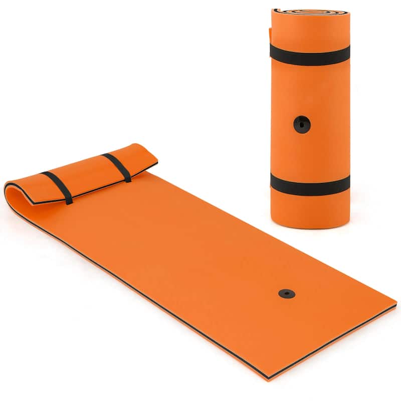 Costway 3-Layer Tear-proof Water Mat Floating Pad Island Water Sports - Orange