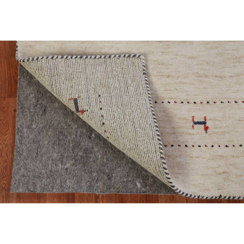 Hand Knotted Oriental 100% Wool Carpet Tribal Animal Pictorial Beige & Ivories Gabbeh Area Rug - 7' 11'' X 5' 1''