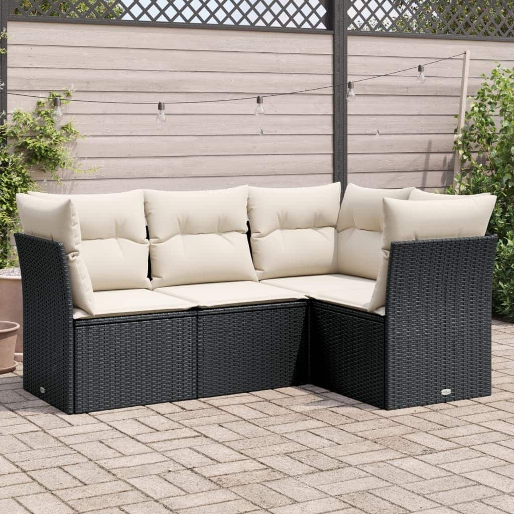 vidaXL Garden Sofa Set Black - 48.8 x 70.5 x 27.2