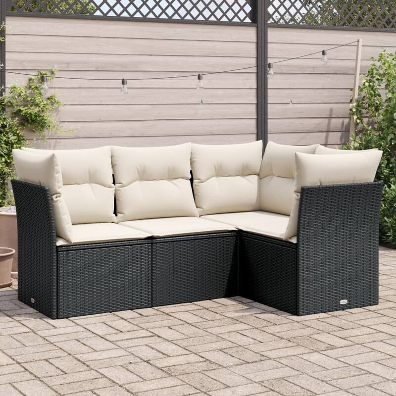 vidaXL Garden Sofa Set Black - 48.8 x 70.5 x 27.2 - Black and cream Without table