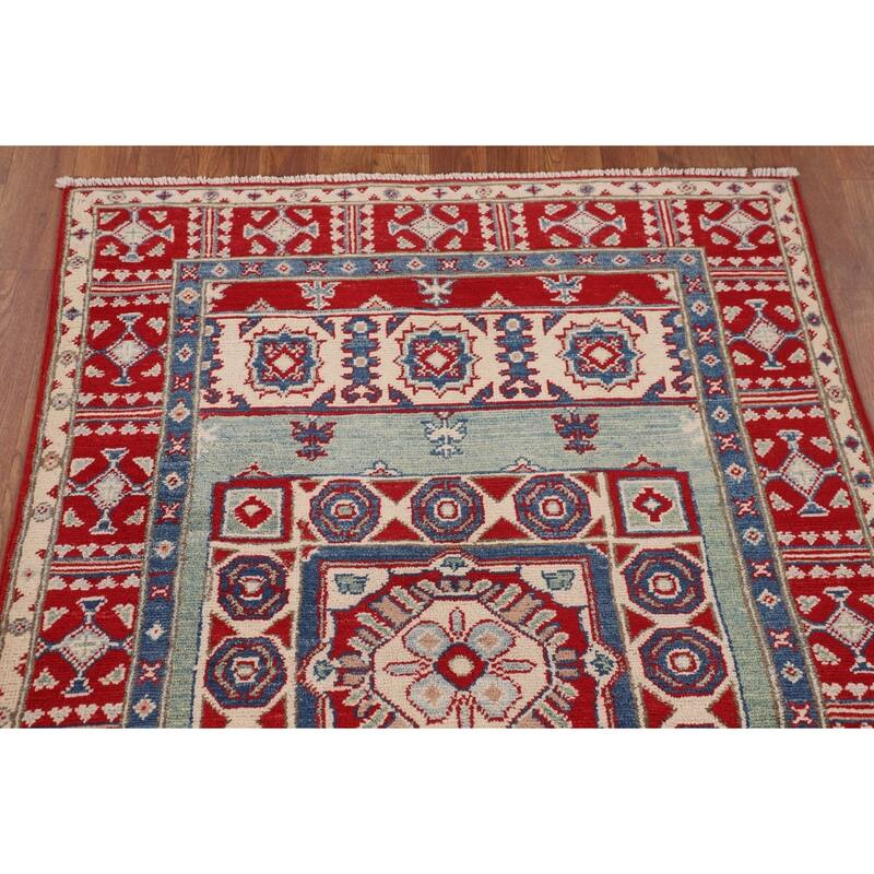 Kazak Oriental Foyer Rug Handmade Bedroom Wool Carpet - 3'5" x 4'10"