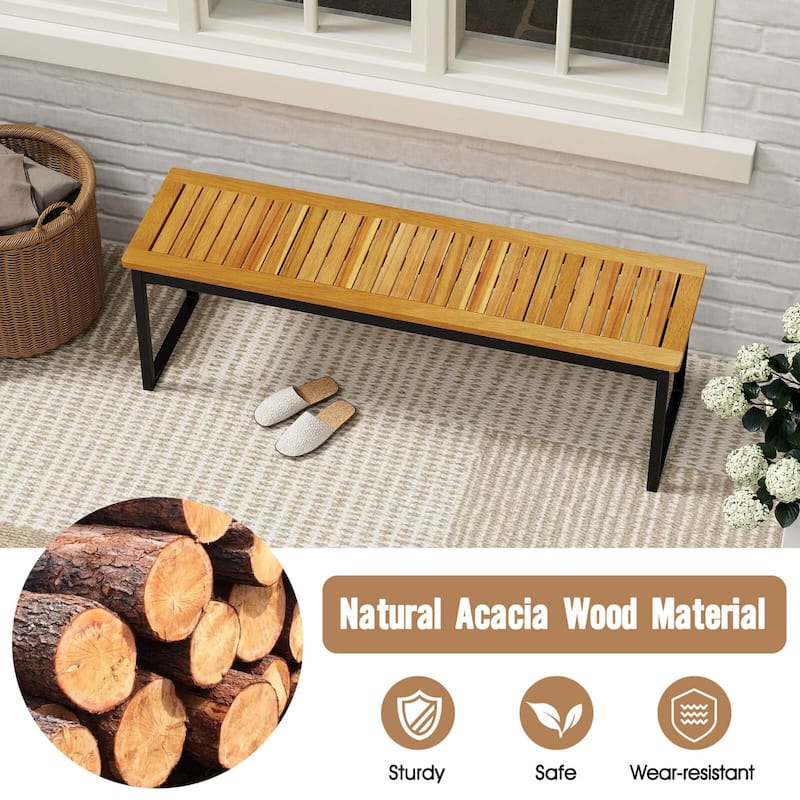 Costway 51" Wooden Outdoor Bench Patio Dining Bench with Acacia Wood - See Details