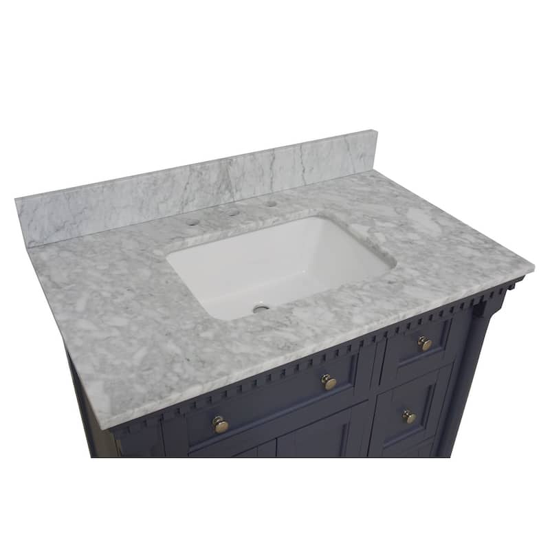 KitchenBathCollection Sydney 36" Bathroom Vanity with Carrara Marble Top