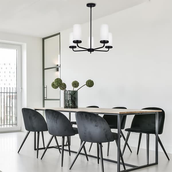 Malloy 5 Light Matte Black Modern Chandelier for Dining Rooms and ...