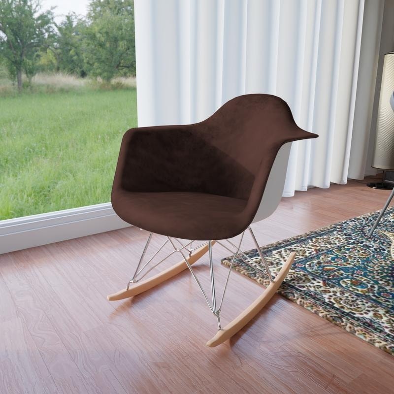 Wilson Contemporary Modern Velvet Rocker Chair - Nursery Rocking Accent Chair for Home Living Room Bedroom Patio