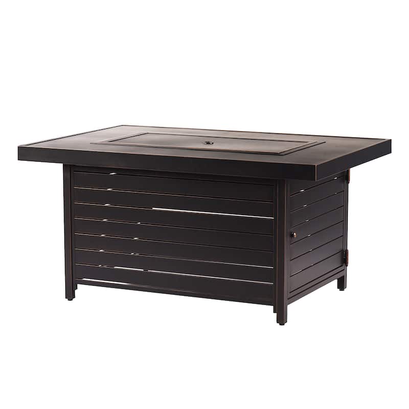 Rectangular 48 in. x 36 in. Aluminum Propane Fire Pit Table, Glass Beads, Two Covers, Lid, 57,000 BTUs - N/A