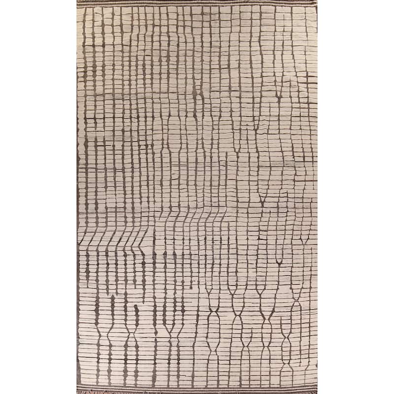 All-Over Moroccan Oriental Large Area Rug Hand-Knotted Wool Carpet - 12'0" x 18'8"