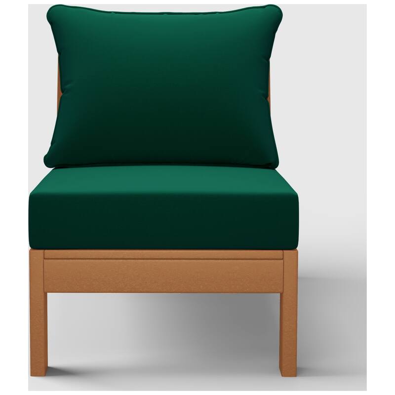 Birchwood All Weather HDPE Outdoor Patio Deep Seating Teak Armless Chair With Cushions (1-Piece)