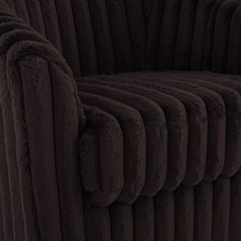 30.7"W Faux Fur Upholstered Accent Chair Swivel Barrel Chair