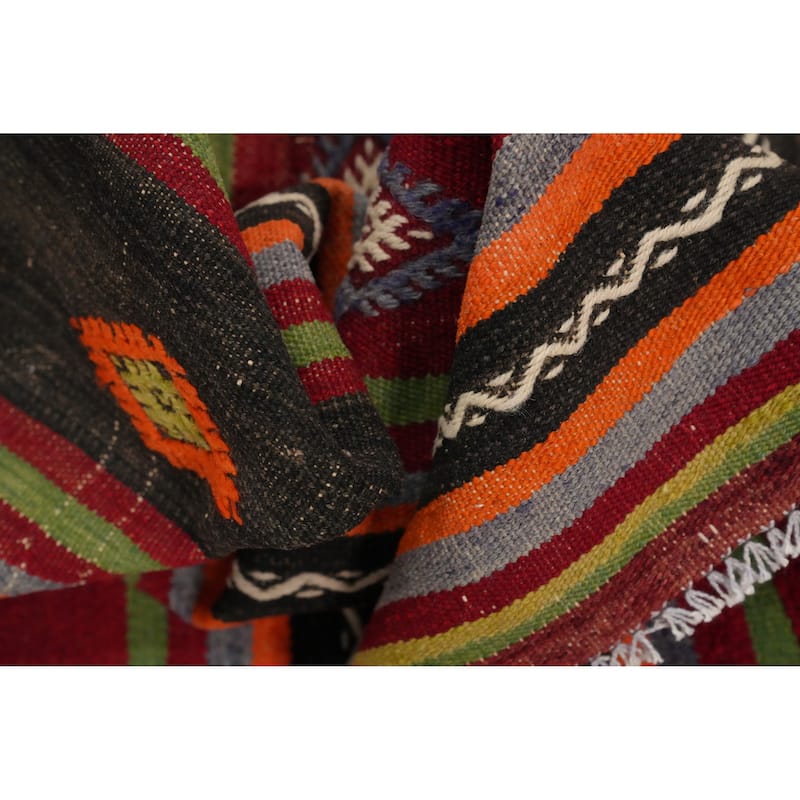 Hand Woven Oriental 100% Wool Carpet Southwestern Tribal Multi-Colored Kilim Area Rug - 7' 5'' X 5' 3''