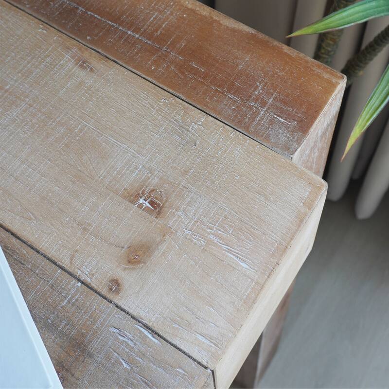 Rustic Wooden Console Table, Entryway Table with Sculpted Block Design, Narrow Sofa Table Accent Table for Hallway