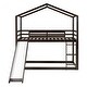 preview thumbnail 8 of 46, Playhouse Twin Over Twin Bunk Kids Bed with Roof,Slide,Ladder,Stairs