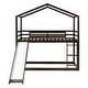 preview thumbnail 8 of 14, Playhouse-inspired Style Twin over Twin Sturdy Wood Bunk Bed with Roof, Slide and 3-step Ladder, Fun and Adorable Space, Black