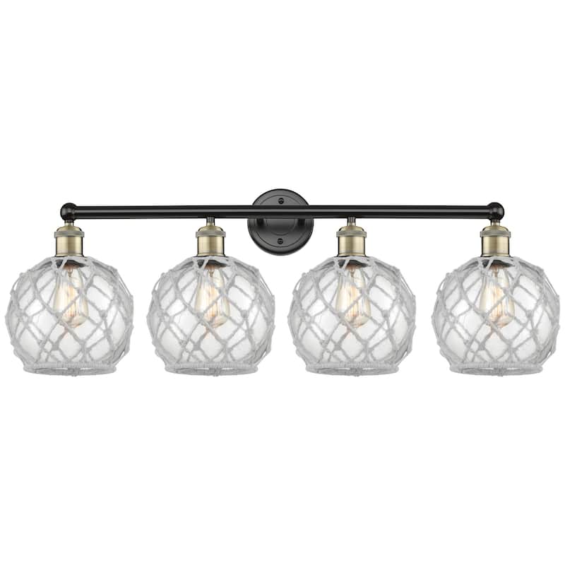 Innovations Lighting 616-4W-13-35 Farmhouse Rope Vanity Farmhouse Rope - Black Antique Brass / Clear Glass with White Rope