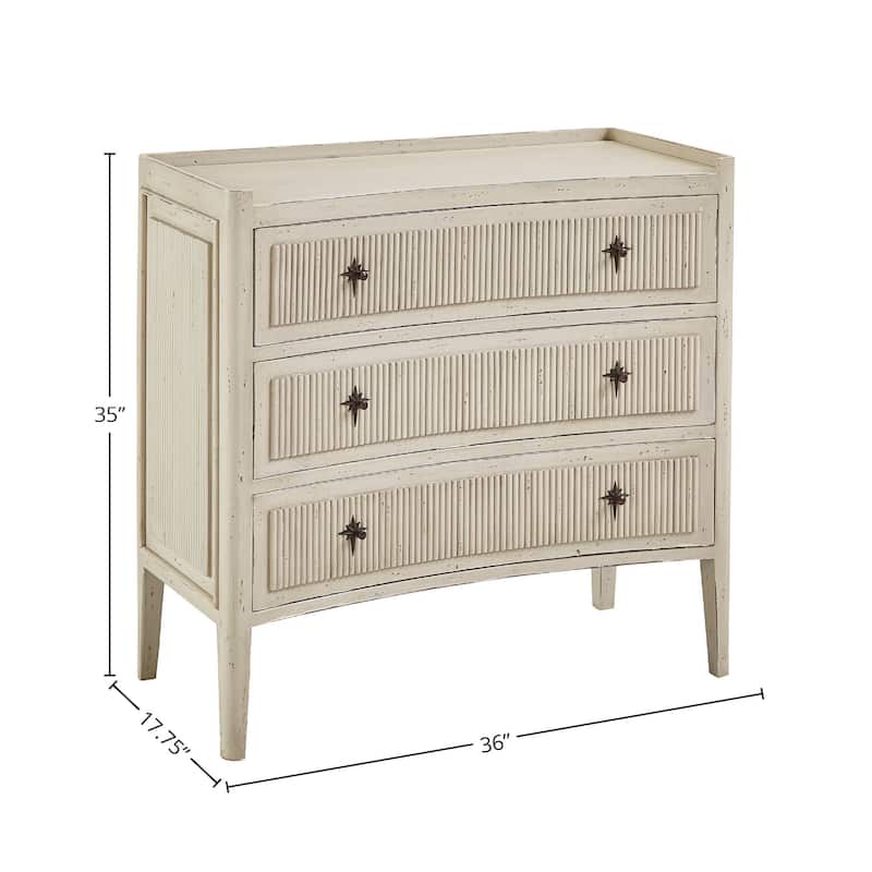 Reeded 36" 3-Drawer Chest, Light Brown