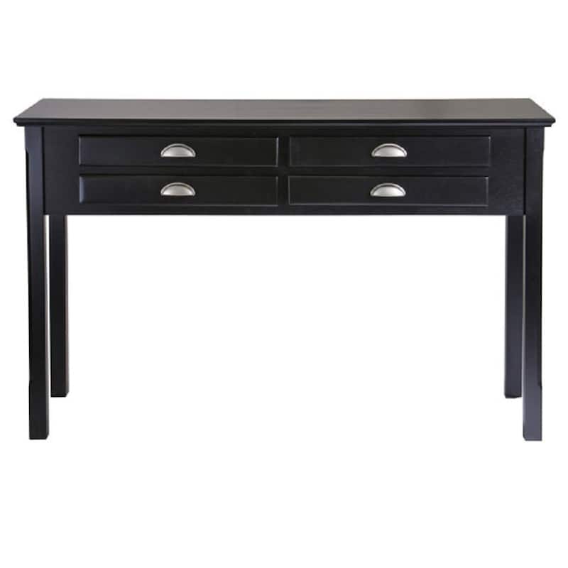 29" black console table with four drawers
