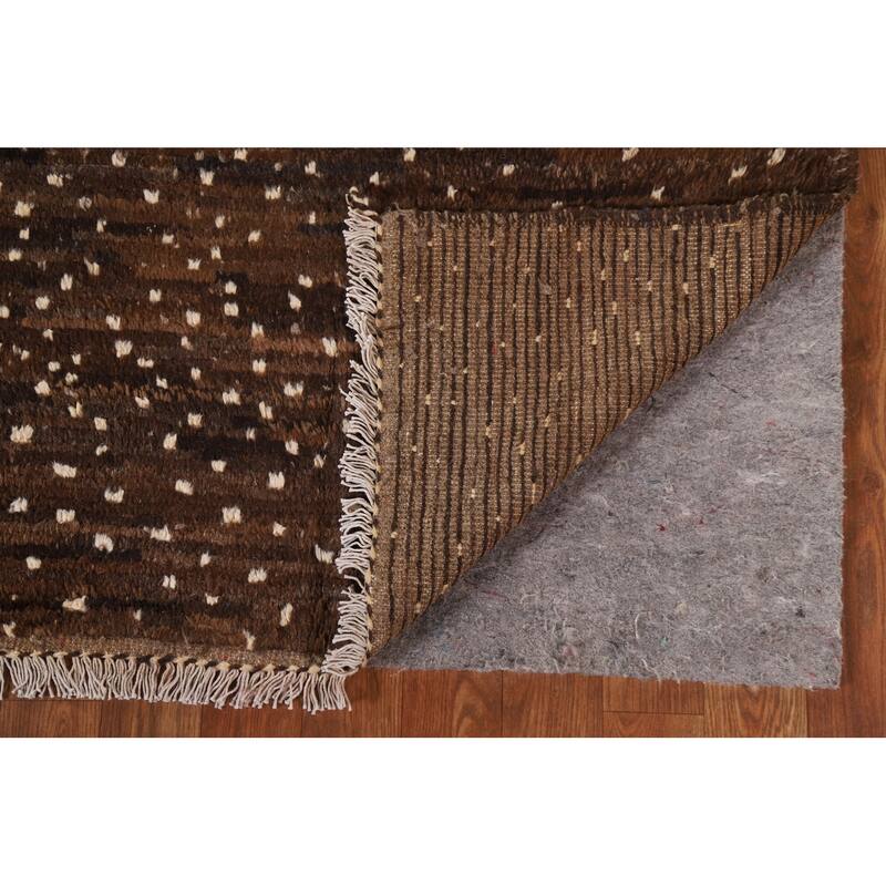 Hand Knotted Oriental 100% Wool Carpet Tribal Tribal Brown Moroccan Area Rug - 7' 10'' X 5' 7''