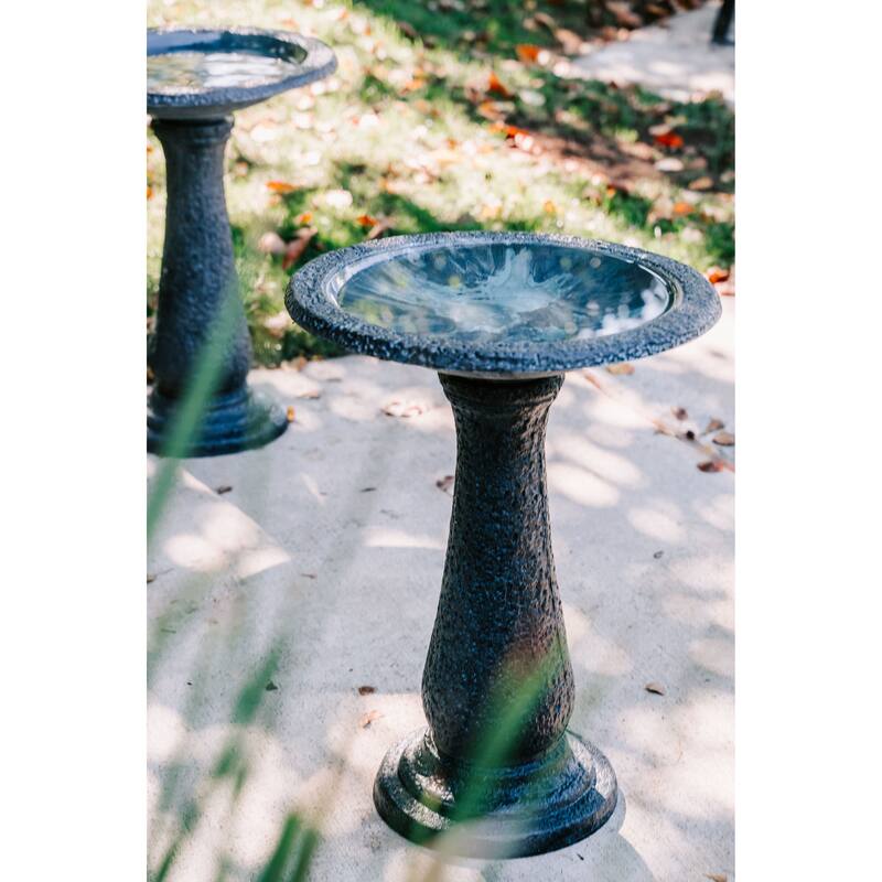 XBrand Set of 2 Birdbaths w/ Round Pedestal & Base, 23.6 Inch Tall