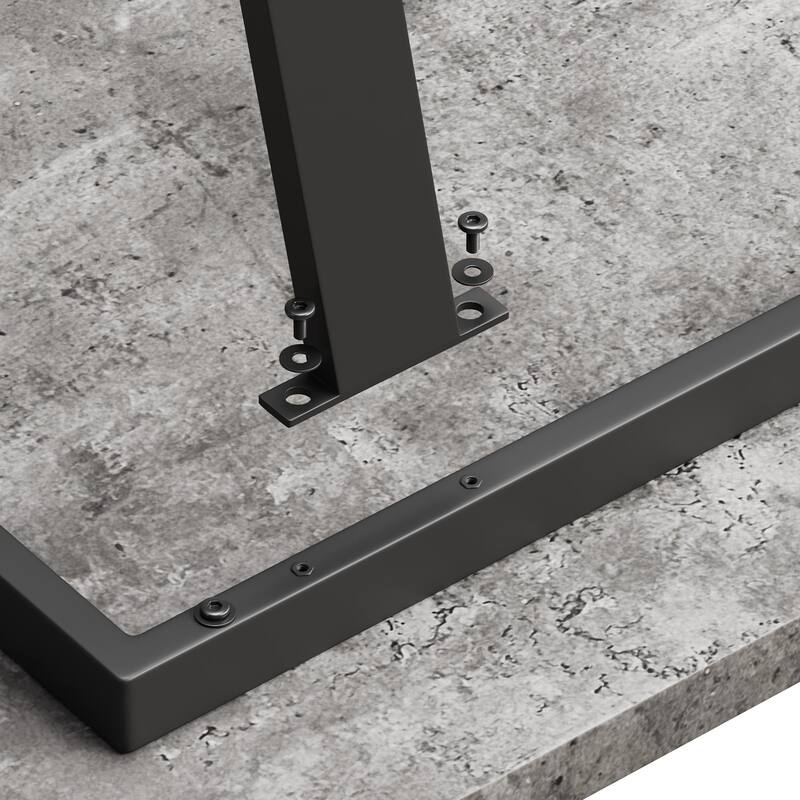 GDFStudio - Kavon Modern Minimalist Wooden Dining Table with Sturdy Metal Frame & Spacious Rectangular Top