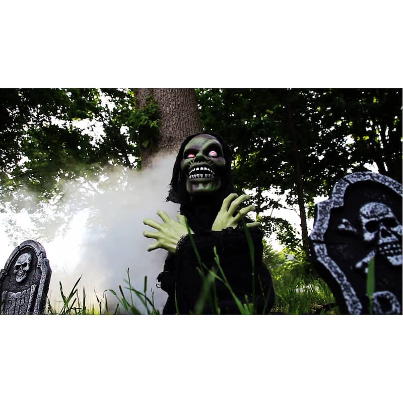 Haunted Hill Farm 24 In. Pop-Up Animatronic Ghoul, Indoor/Outdoor Halloween Decoration, Flashing Red Eyes, Poseable, Battery